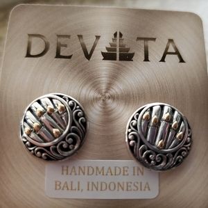 Devata sterling silver 14k bamboo earrings NWT
